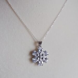 Elegant Gold Plated CZ Flower Pendant Necklace